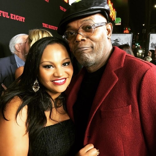 A picture of Dana Gourrier with Samuell Jackson aka 'Nick Fury.'